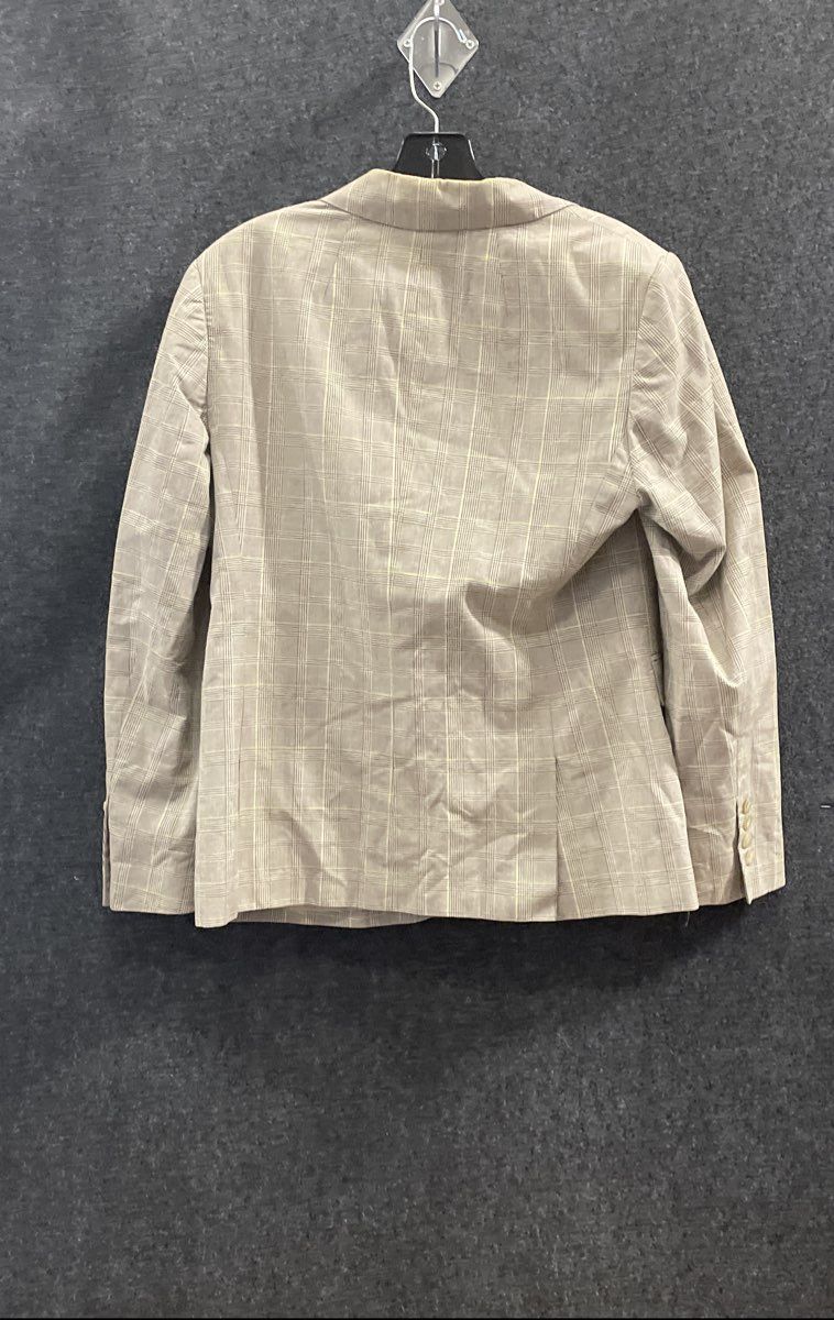 Talbots Women's Brown Plaid Cotton Linen Blend Blazer Jacket Sz 12