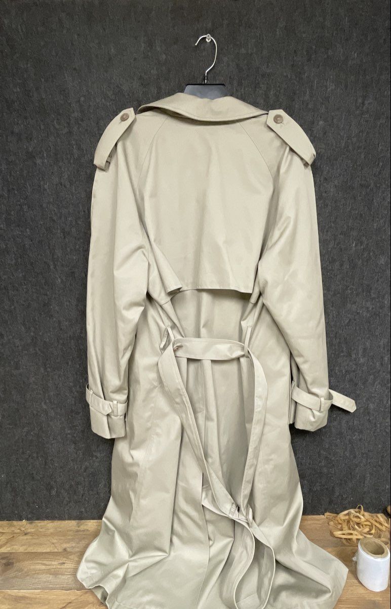 Stafford Men's Double Breasted Trench Coat Tan Khaki Belted Epaulettes Sz 42 R