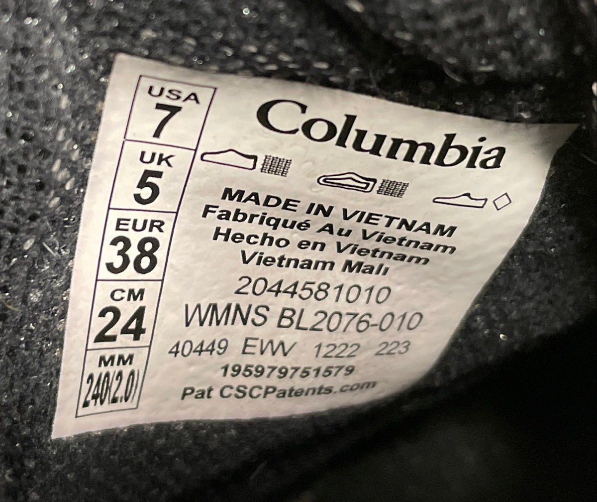 Columbia Minx Shorty III Black Quilted Women's Ankle Boots Size 7