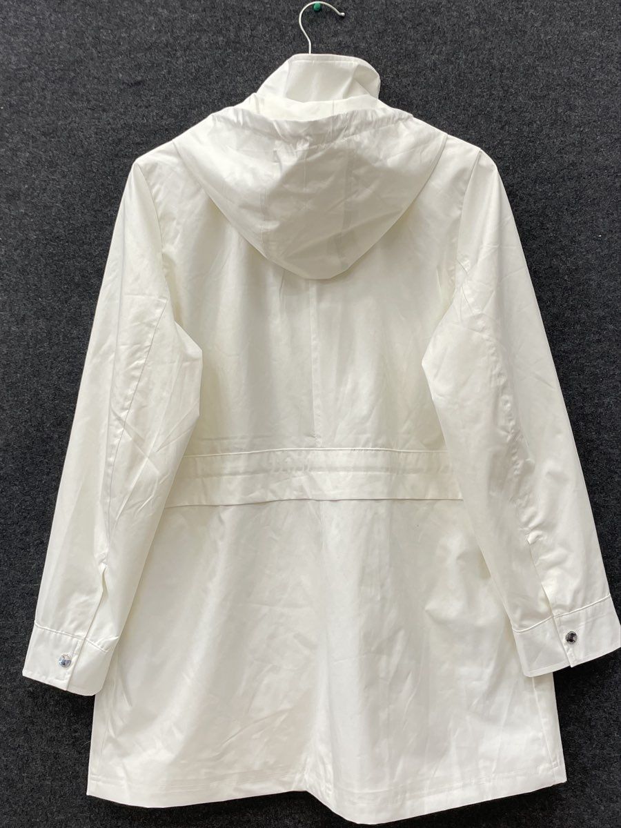 Vince Camuto Women's White Lightweight Hooded Water Resistant Rain Jacket Sz L