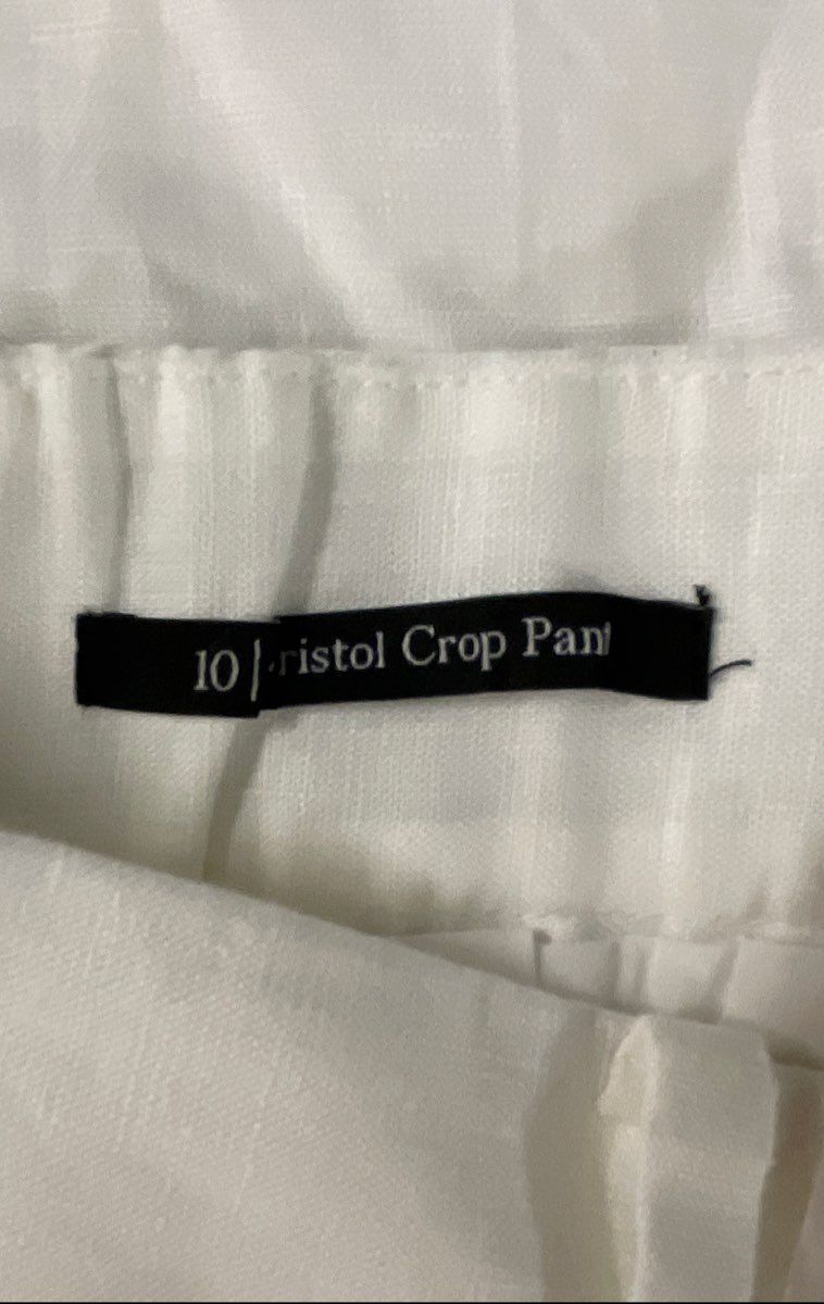 Talbots Women's Bristol Crop Pants White Linen High Rise Straight Sz 10 NWT