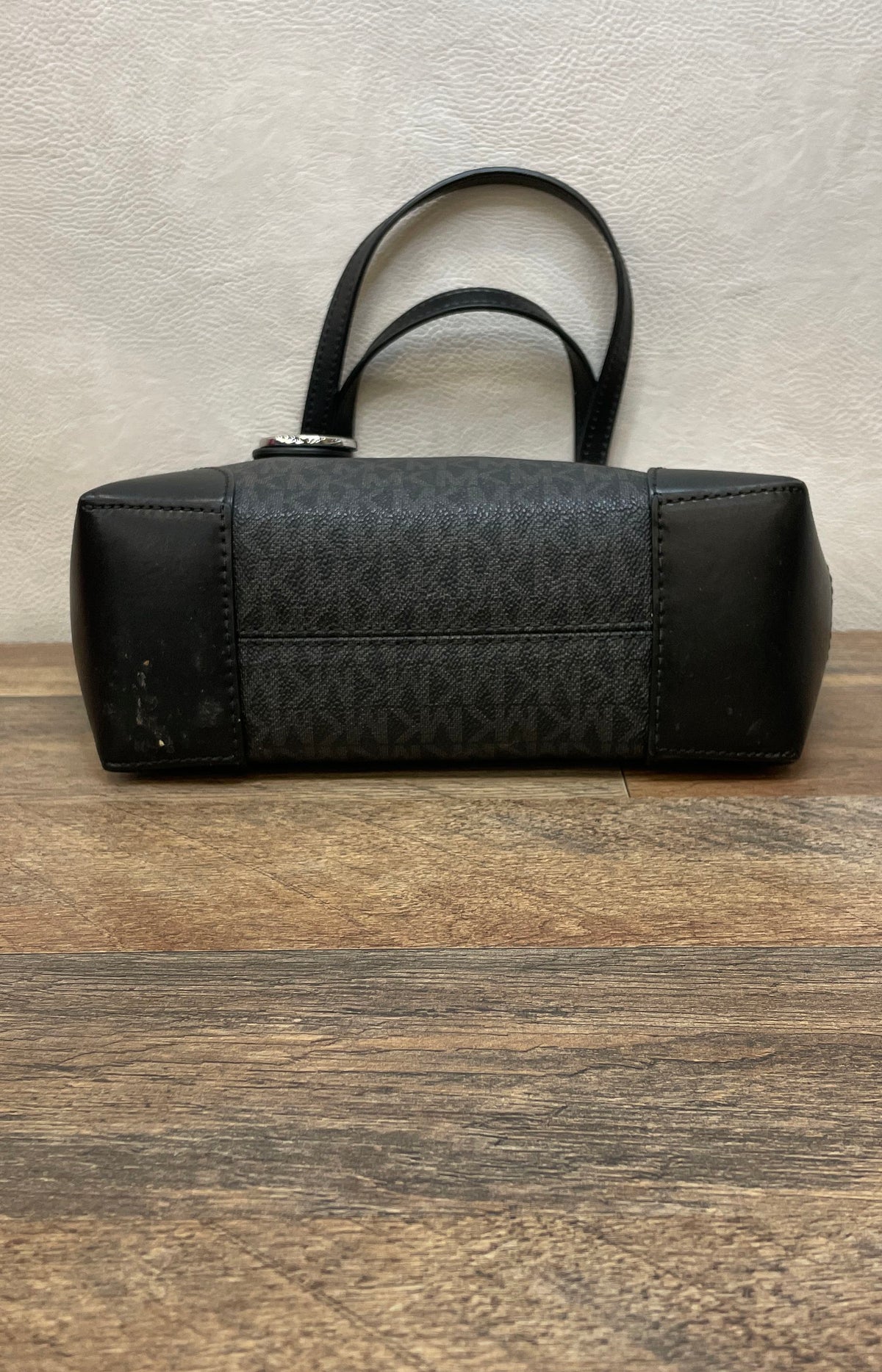 Michael Kors Black Monogram Coated Canvas Tote Bag Silver Hardware