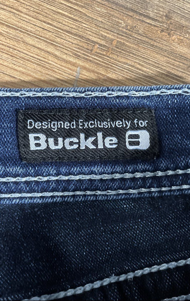 Salvage Men's Mayhem Boot Regular Fit Blue Jeans Whiskered Buckle Exclusive Sz S