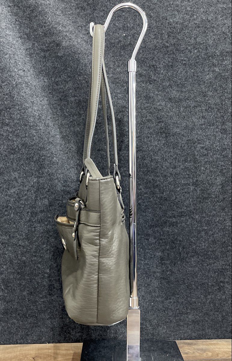 Giani Bernini Grey Pebbled Leather Shoulder Bag Tote Silver Hardware
