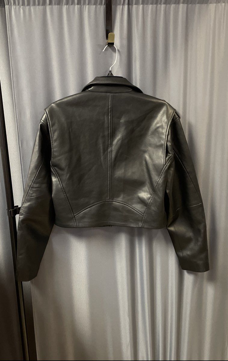 Blank NYC Women's Black Faux Leather Moto Jacket Asymmetrical Zip Cropped Sz S