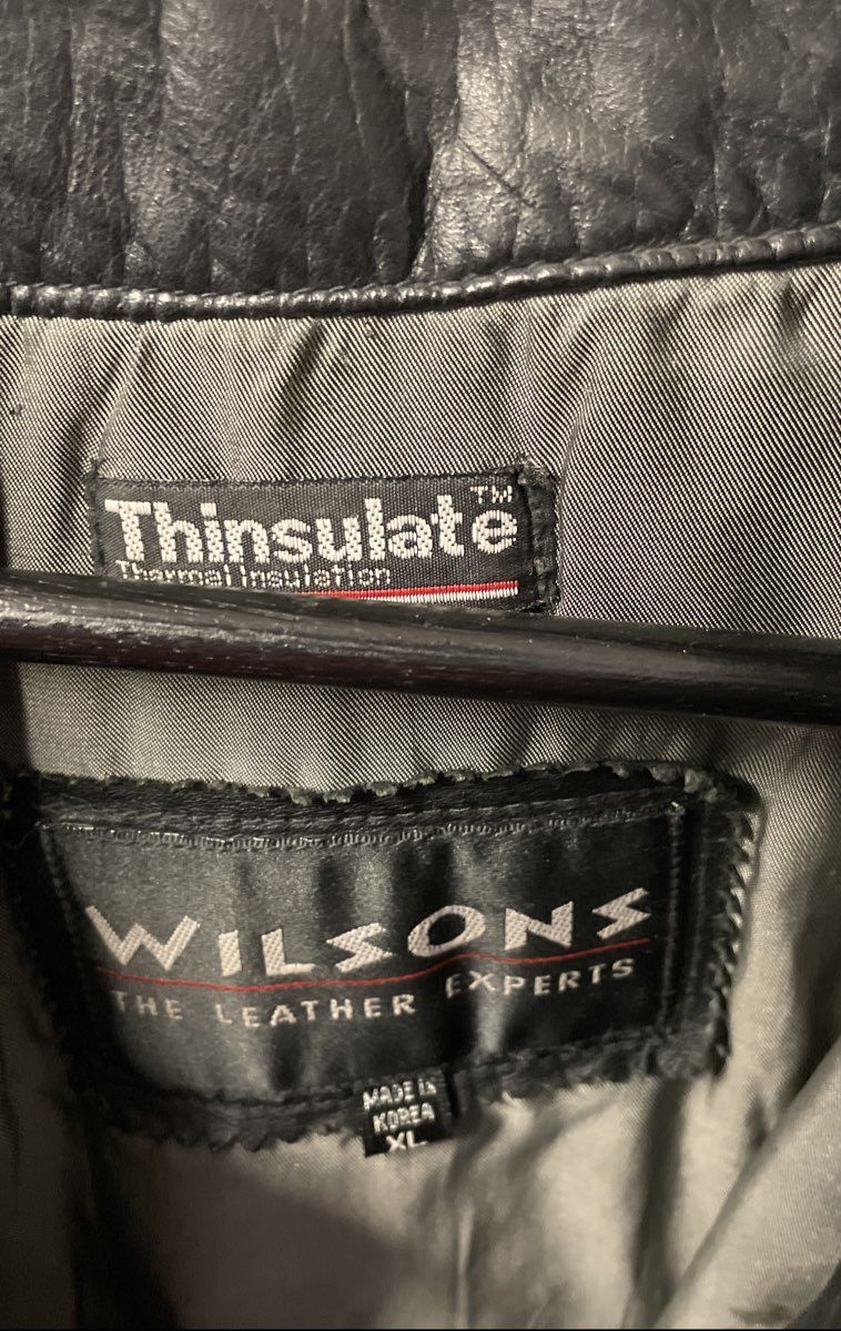 Vintage 90s Wilsons Men's Black Belted Leather Coat Thinsulate Insulated Sz XL