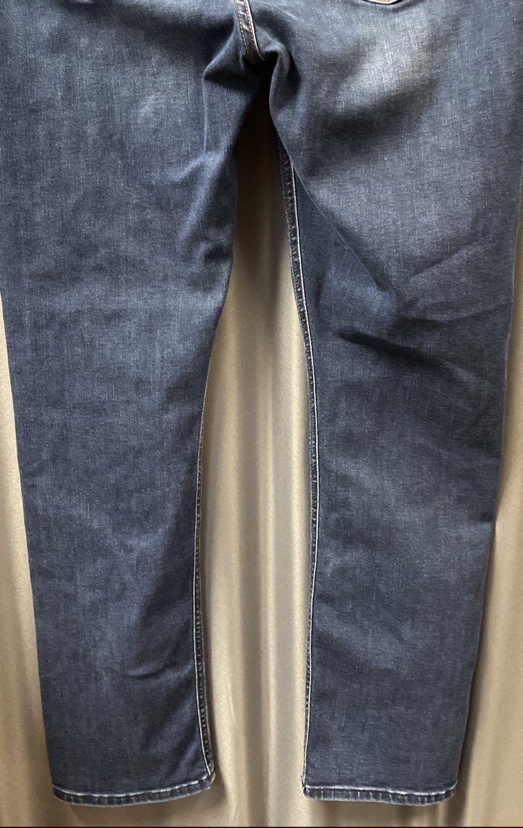 Jen 7 Women's Dark Blue Whiskered Stretch Slim Straight Jeans Size 10