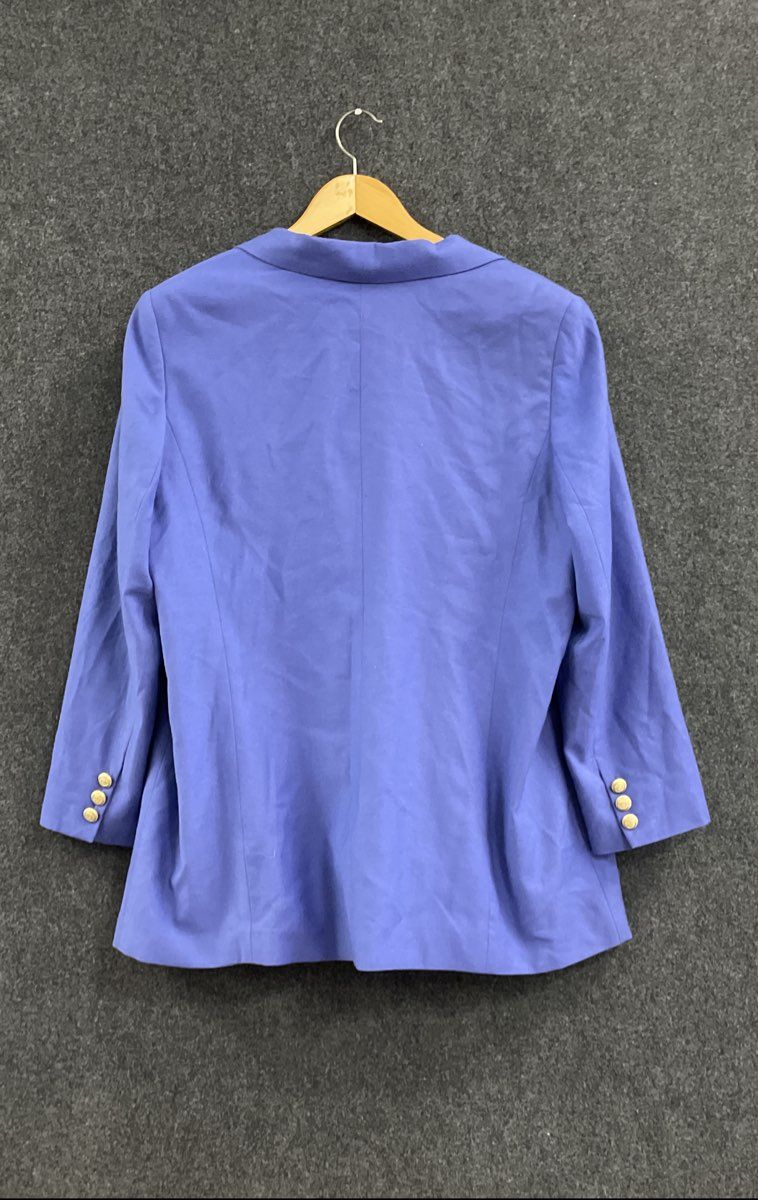 JG Hook Women's Vintage 90s Cobalt Wool Double Breasted Blazer Gold Buttons 24W