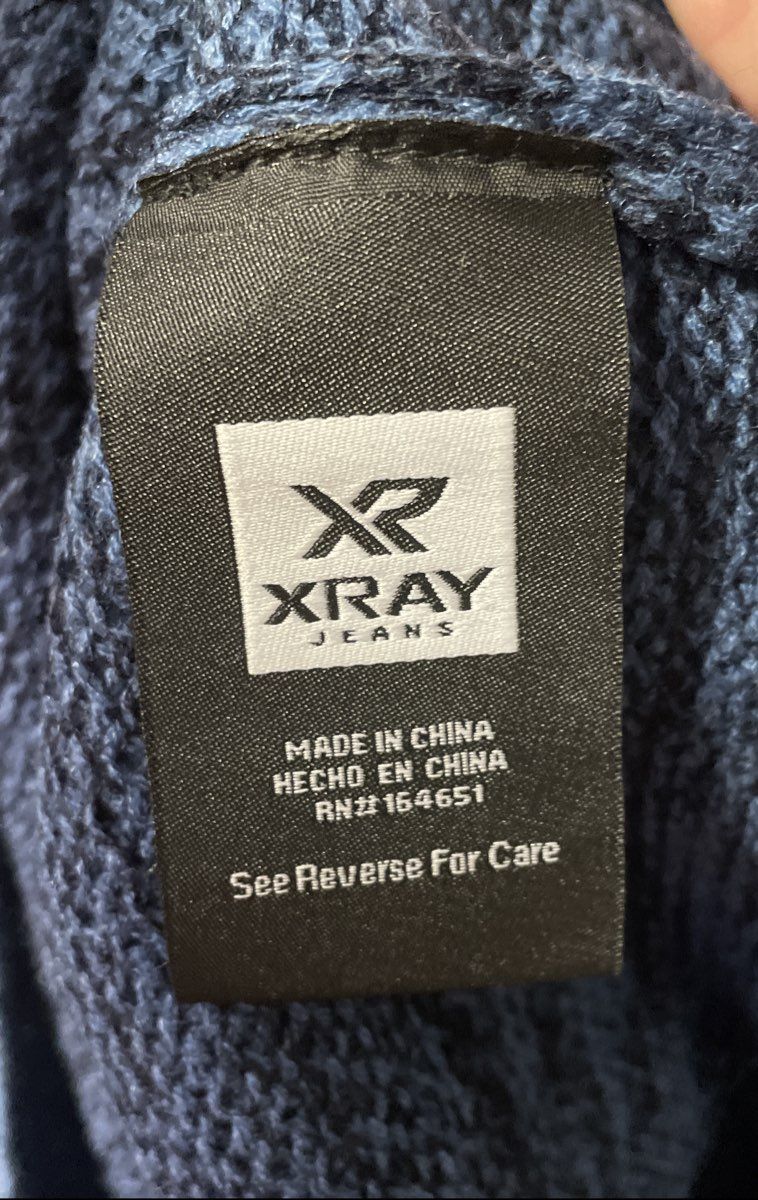 XRAY Men's Blue Pullover Hoodie Sweater Textured Knit Marl Sz 2XL NWT