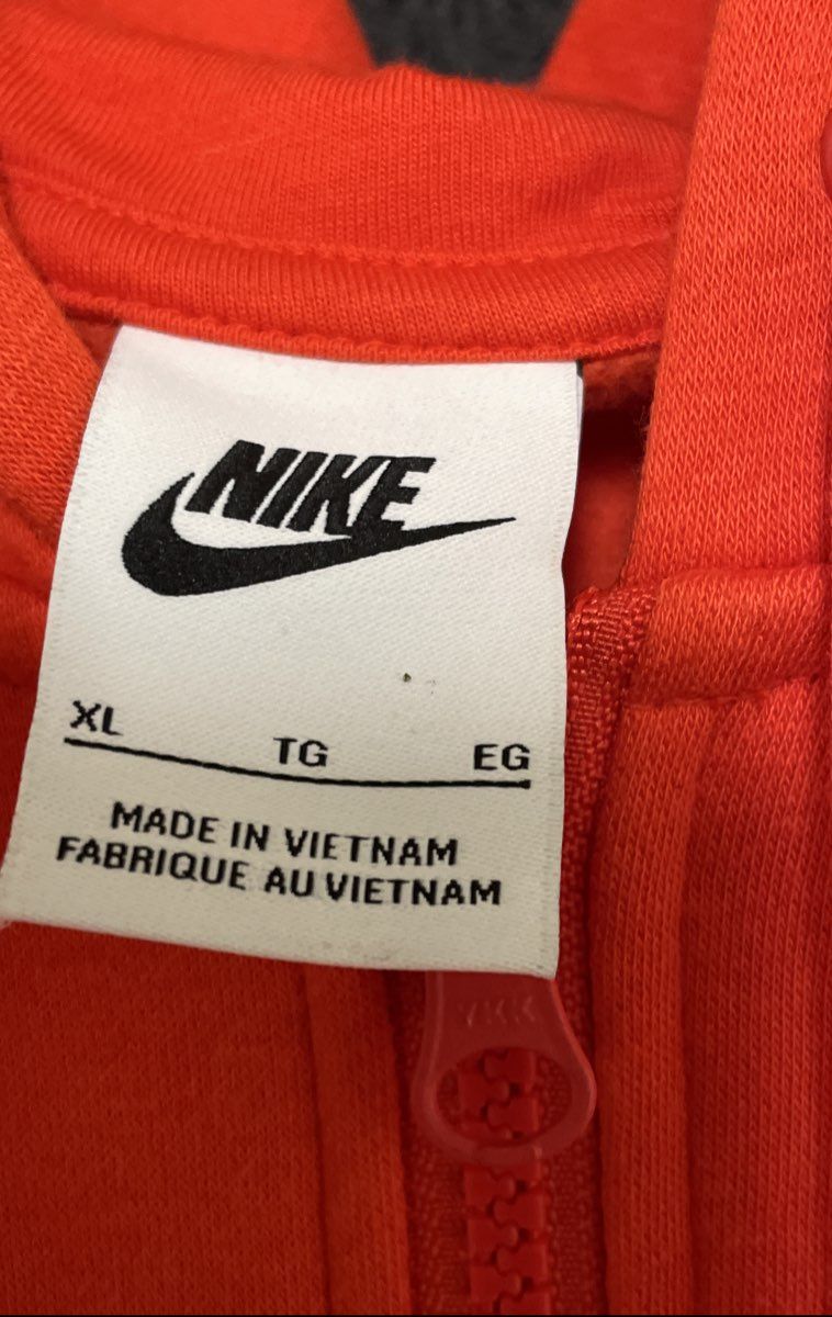 Nike Men's Sportswear Club Fleece Full-Zip Hoodie Crimson Orange Logo XL