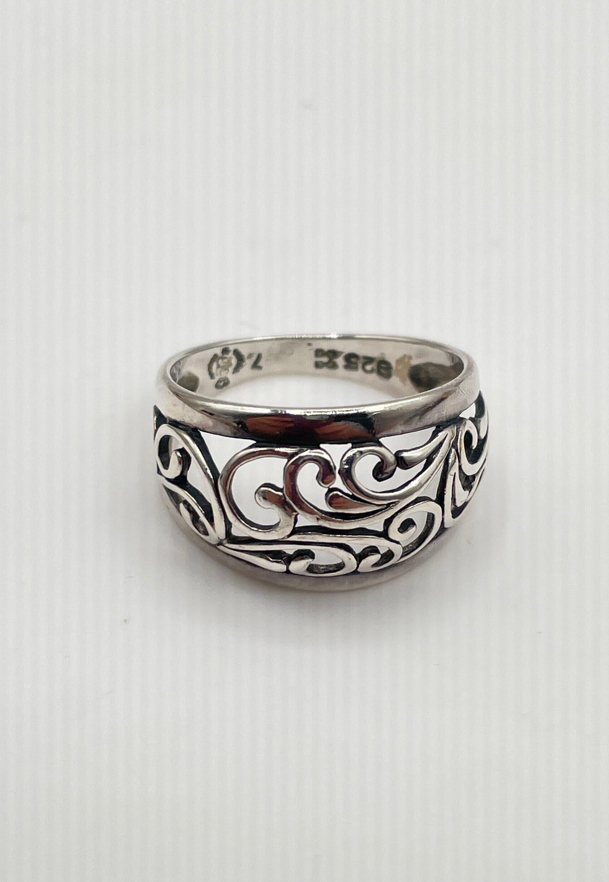 Premier Designs 925 Sterling Silver Openwork Filigree Dome Ring 2.9g