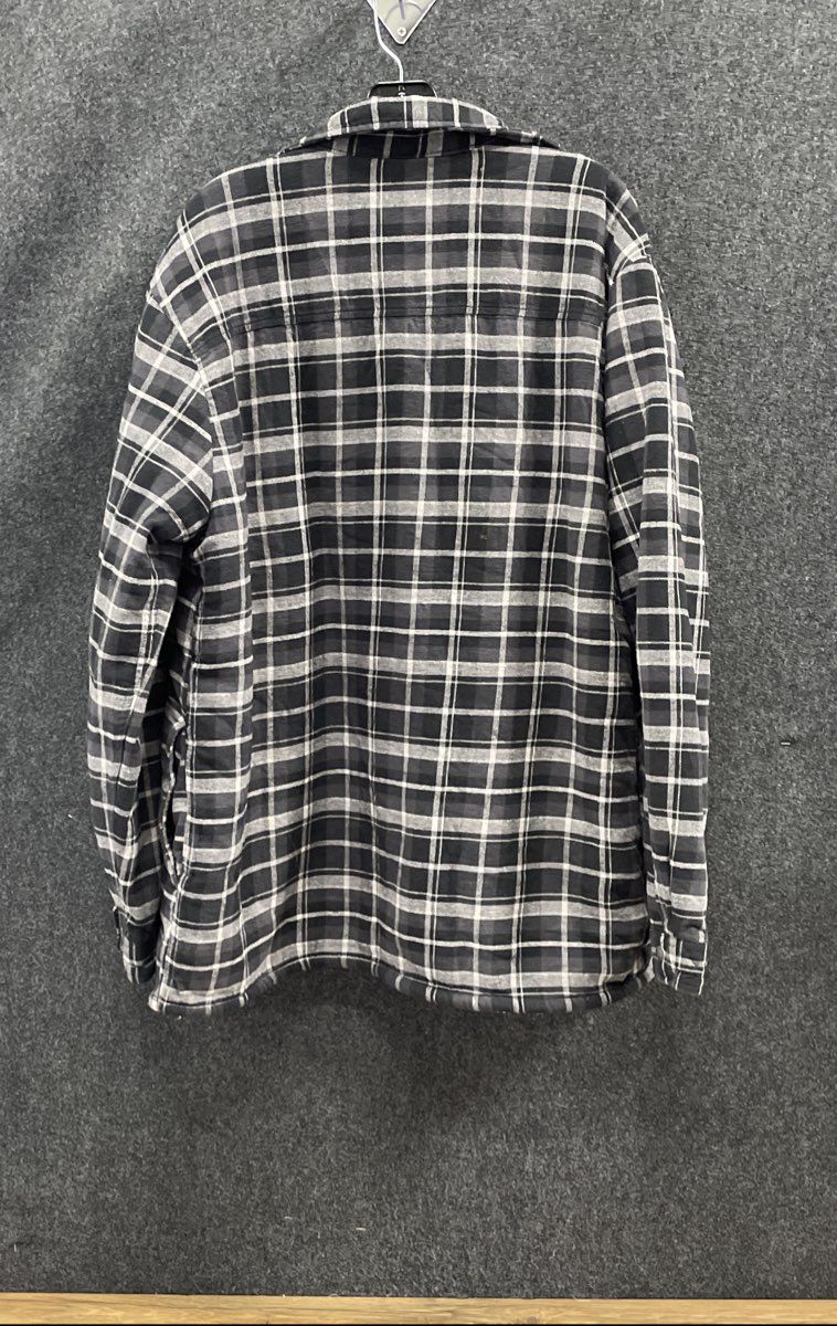 Dickies Men's Black Gray Plaid Sherpa Lined Flannel Shirt Jacket Sz L Shacket
