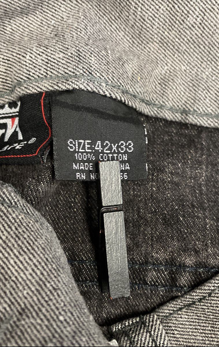 Red Ape Men's Gray Argyle Back Pocket Embroidered Urban Streetwear Jeans 42x33