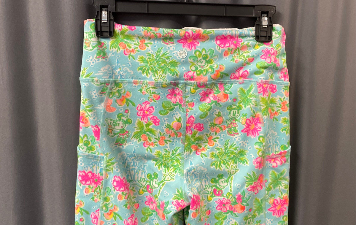 Lilly Pulitzer Women's Leggings Blue Tropical Mickey Floral Sz M