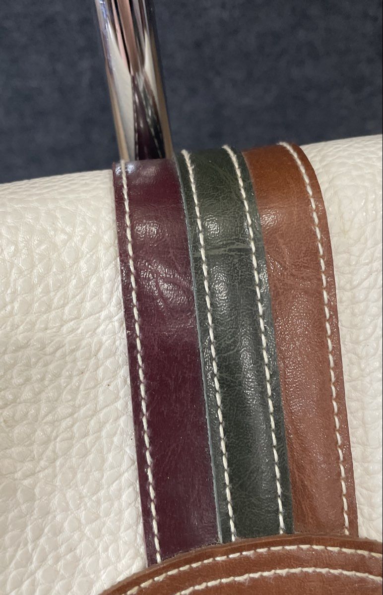 Vintage Carryland USA White Faux Leather Striped Crossbody Shoulder Bag