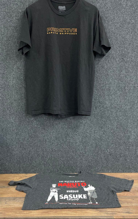 Naruto Shippuden Men's Graphic T-Shirt Lot Primitive Ripple Junction Sasuke L