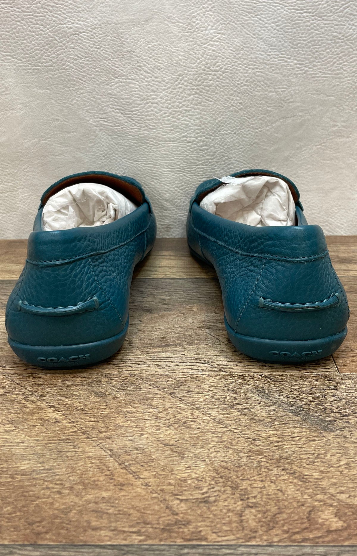 Coach Marley Driver Turquoise Pebbled Leather Loafers Women's Size 5.5