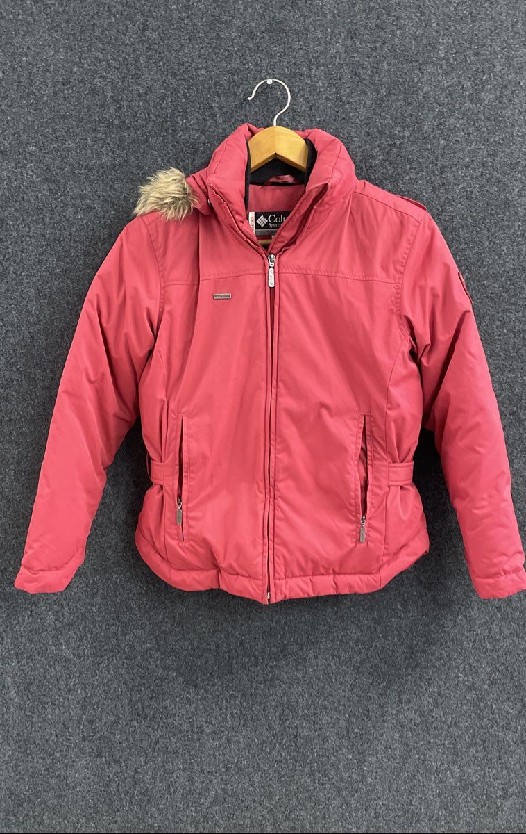 Columbia Women's Majesty Red Down Insulated Hooded Jacket Faux Fur XCO Sz S
