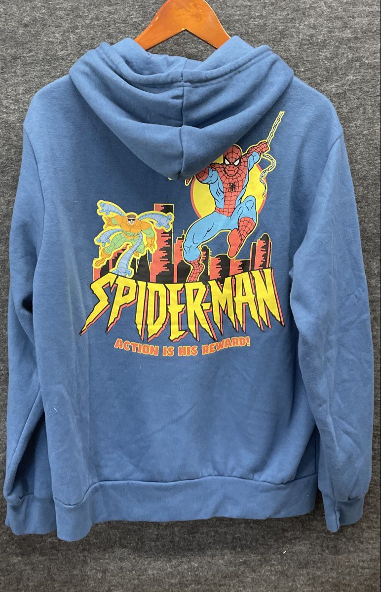 Marvel Men's Blue Spider-Man Doctor Octopus Action Is His Reward Hoodie Sz L