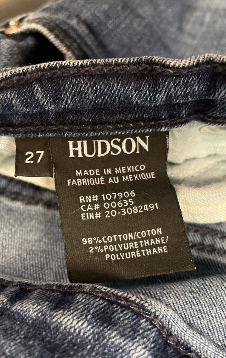 Hudson Women's Blue Skinny Jeans Medium Wash Whiskered Stretch Denim Size 27