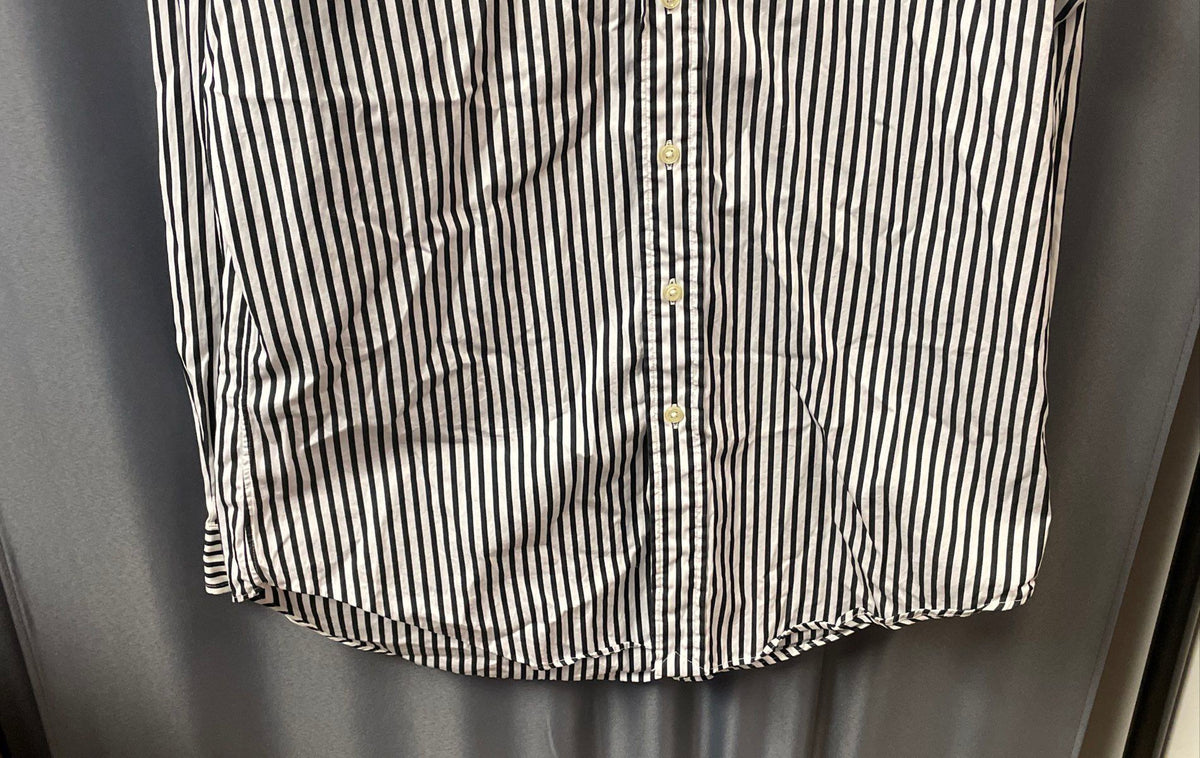 Ralph Lauren Men's Black White Striped Classic Fit Oxford Shirt Sz M