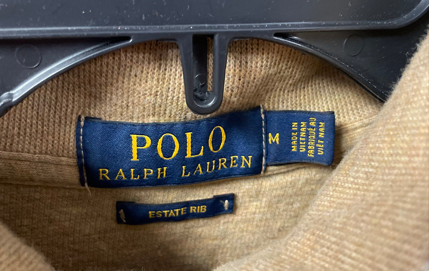 Polo Ralph Lauren Men's Tan Estate Rib 1/4 Zip Pullover Cotton Sweater Sz M