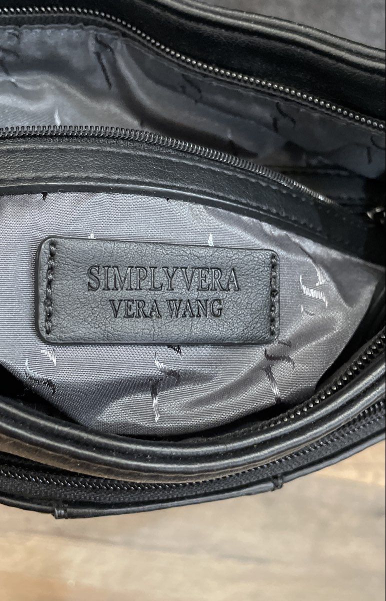 Simply Vera Vera Wang Black Crossbody Bag Chain Accent Shoulder Purse