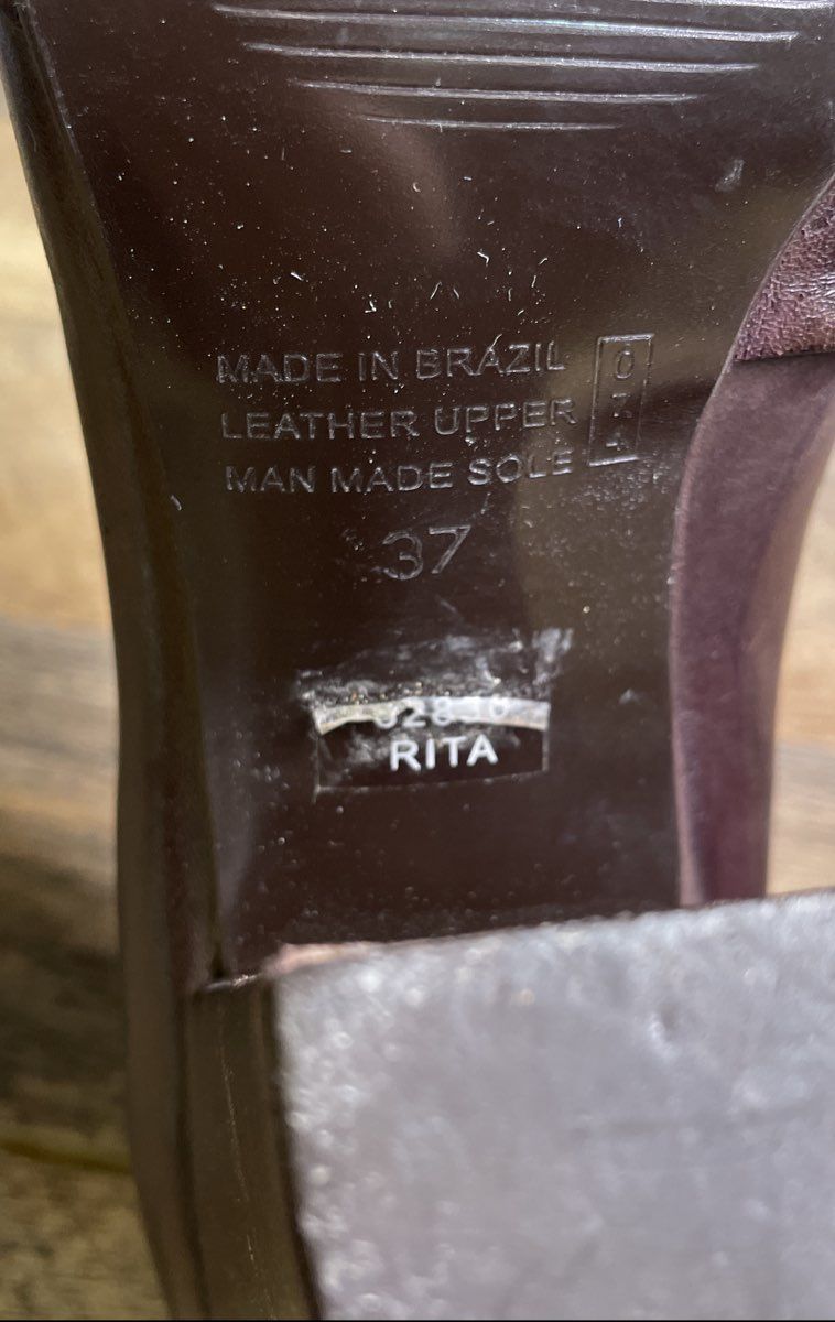 Bronx Rita Brown Leather Open Toe Chunky Heel Pumps Women's Size 37
