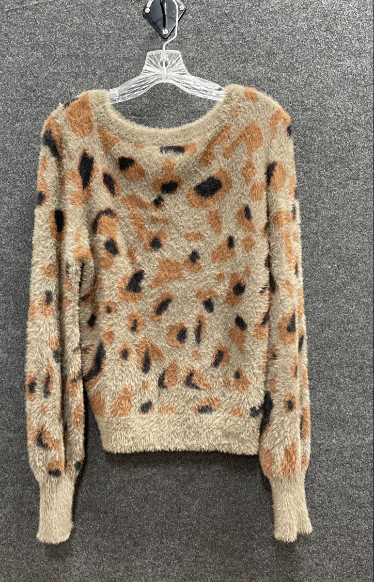Sofia by Sofia Vergara Women's Leopard Print Eyelash Knit Sweater Sz S NWT