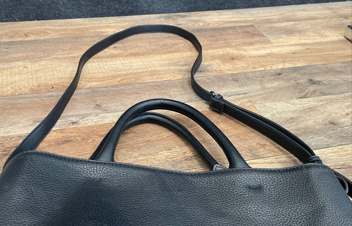 Fiorelli Black Pebbled Leather Satchel Tote Bag Crossbody Silver Hardware