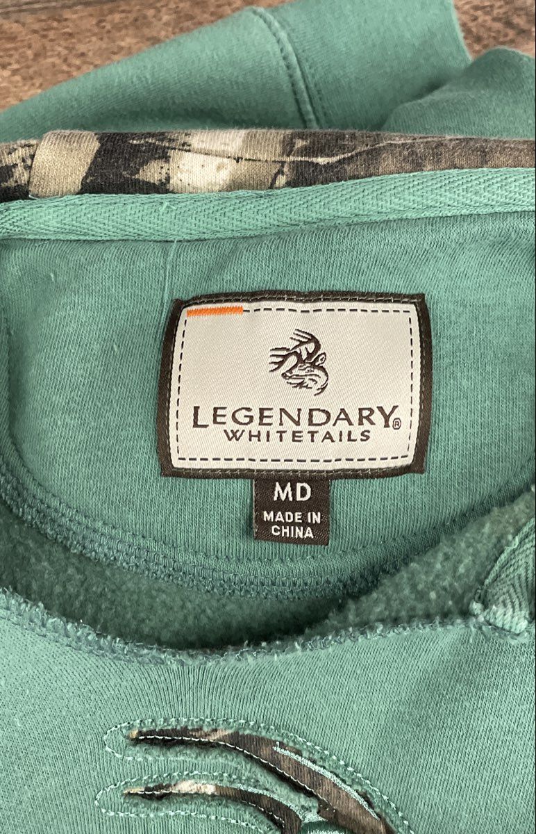 Legendary Whitetails Men's Outfitter Camo Deer Pullover Hoodie Green Sz M