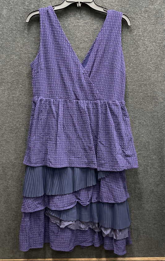 Ric Rac Anthropologie Women's Purple Tiered Pleated Ruffle Dress Size L