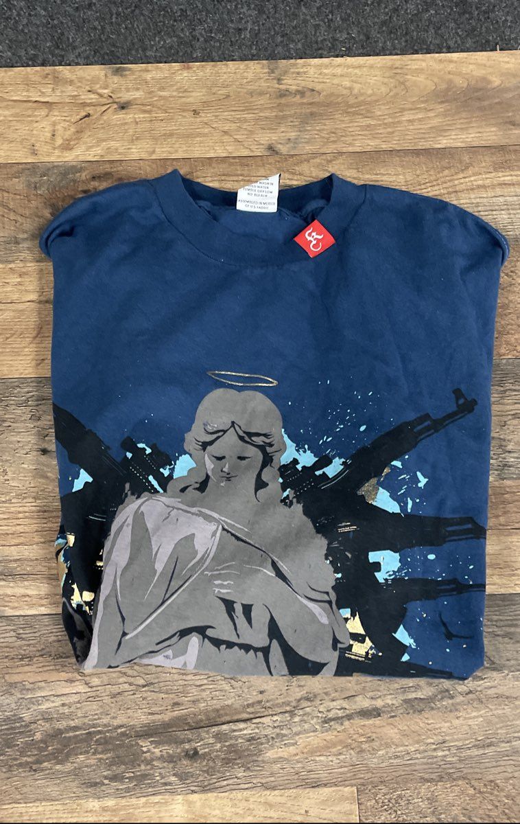 Kallusive Guardian Angel Guns Streetwear Graphic T-Shirt Blue Sz XL