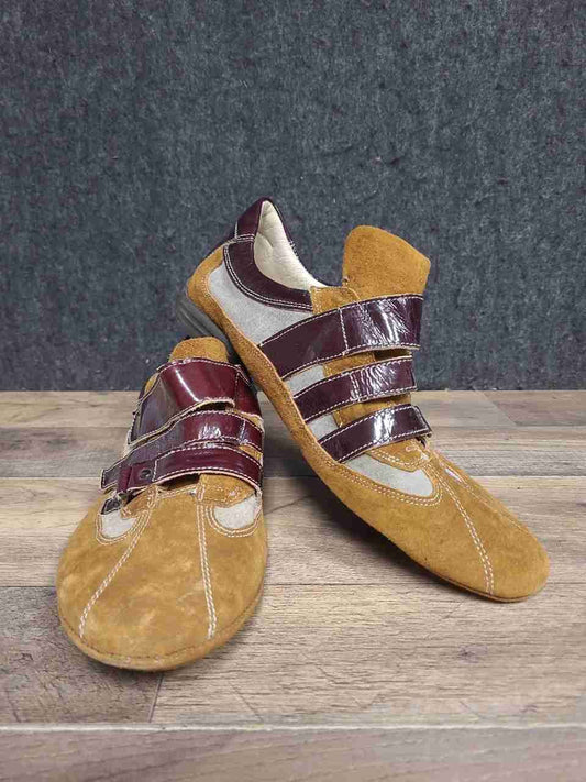 Bacco Bucci Brown Suede Patent Leather 3-Strap Driving Shoes Size 13