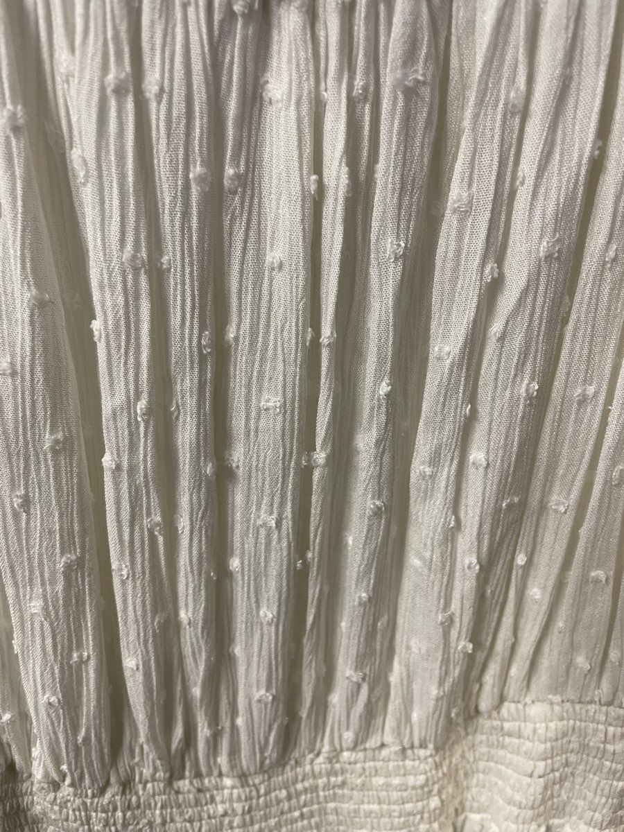 Judith March Women's White Textured Smocked Waist Cap Sleeve Maxi Dress Sz S