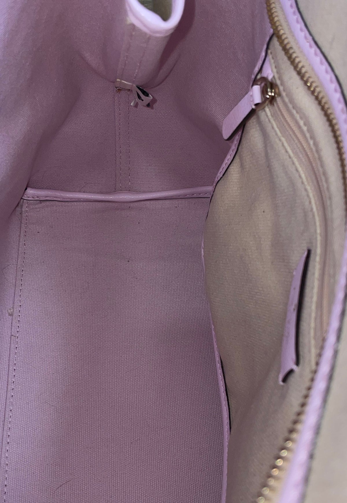 Kate Spade Beige Pink Colorblock Canvas Patent Leather Tote Bag Medium