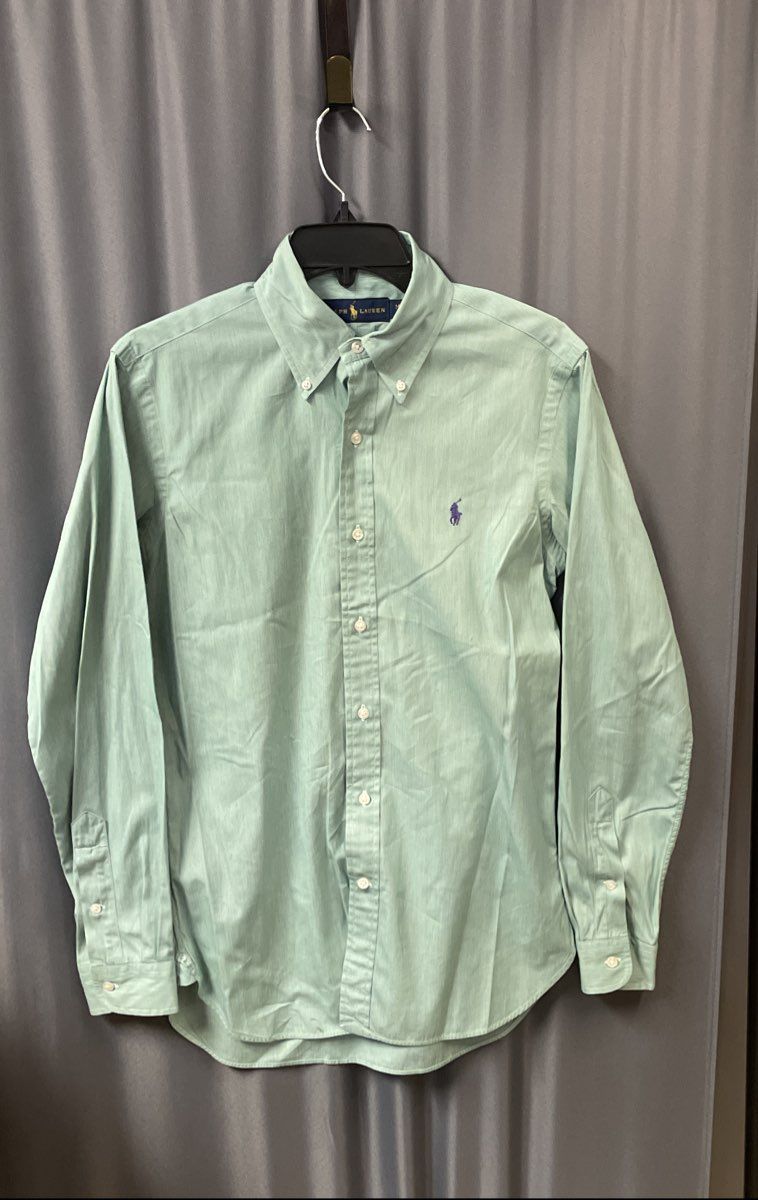 Ralph Lauren Men's Green Micro Stripe Button Down Dress Shirt Sz 14.5/37