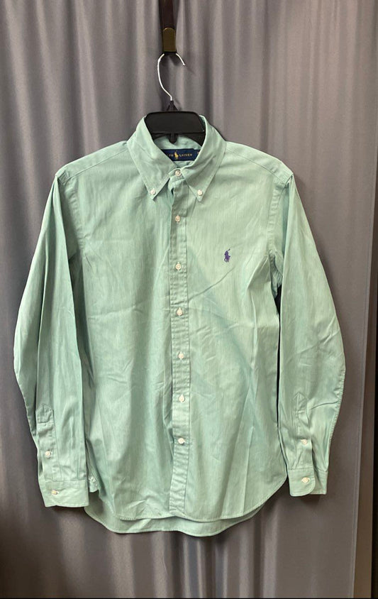 Ralph Lauren Men's Green Micro Stripe Button Down Dress Shirt Sz 14.5/37