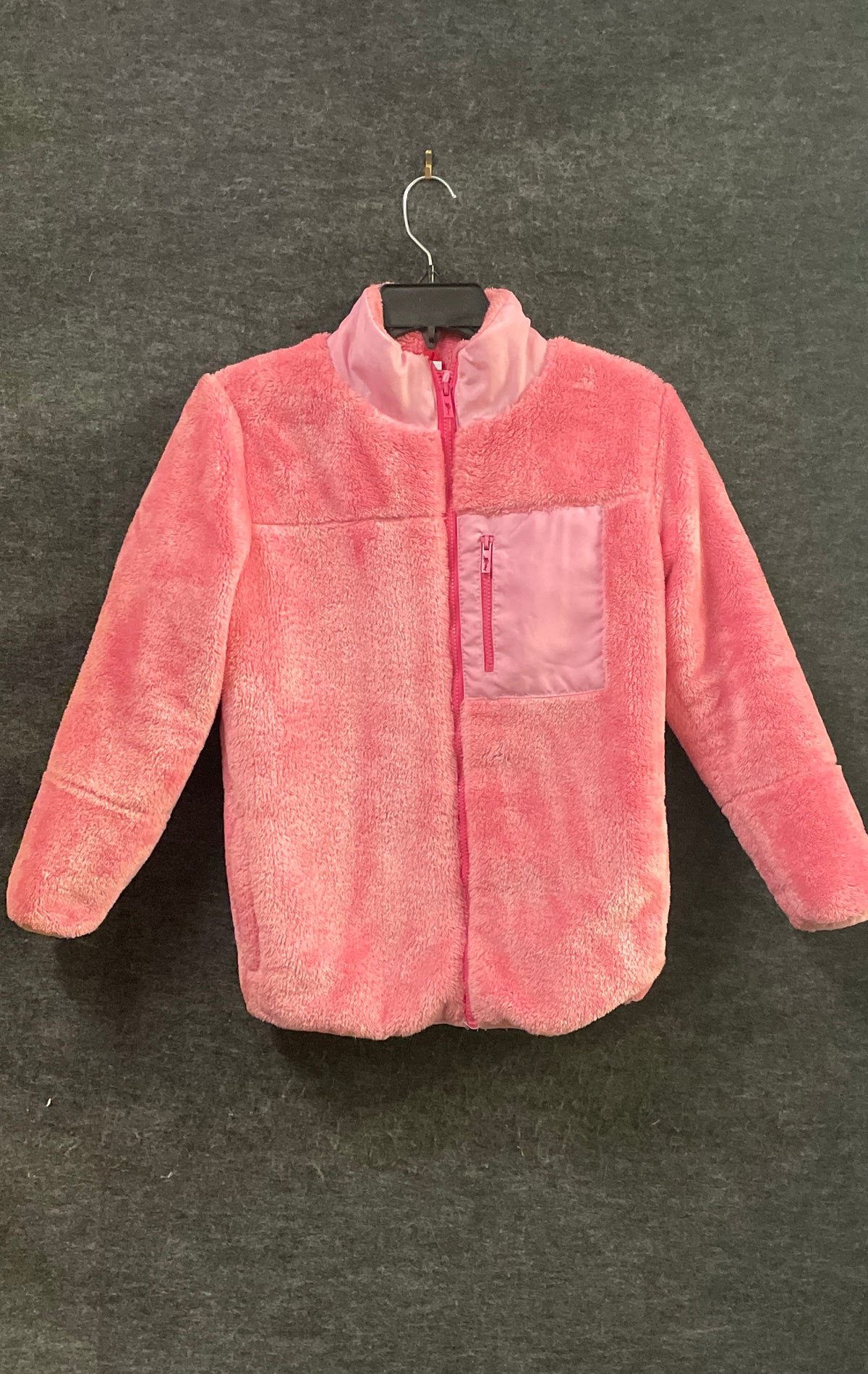 Tommy Bahama Girls Pink Full Zip Sherpa Fleece Jacket Thumbholes Sz L 10/12