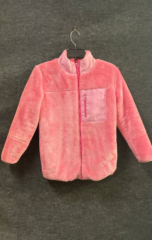 Tommy Bahama Girls Pink Full Zip Sherpa Fleece Jacket Thumbholes Sz L 10/12
