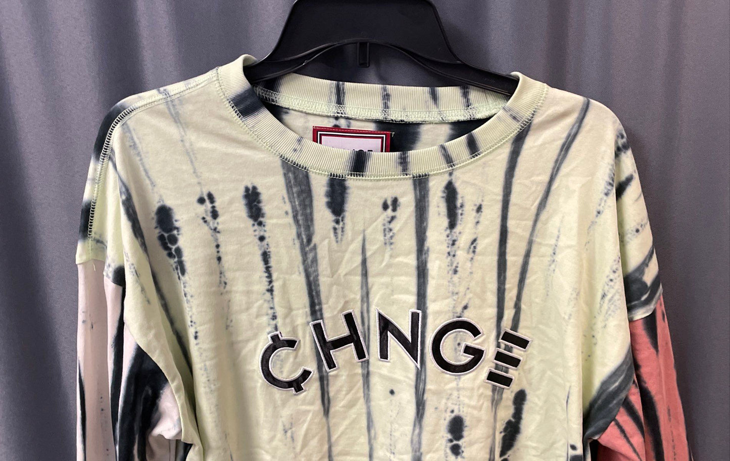 CHNGE Women's Long Sleeve Tie Dye Crop Top Organic Cotton Multi-Color Size M