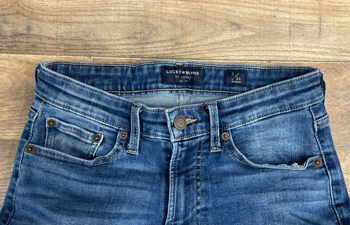Lucky Brand Women's Sweet Boot Blue Faded Denim Bootcut Jeans Sz 2/26 Regular
