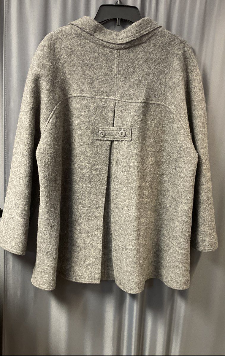 Vikki International Women's Grey 100% Boiled Wool 3-Button Coat Sz 2X
