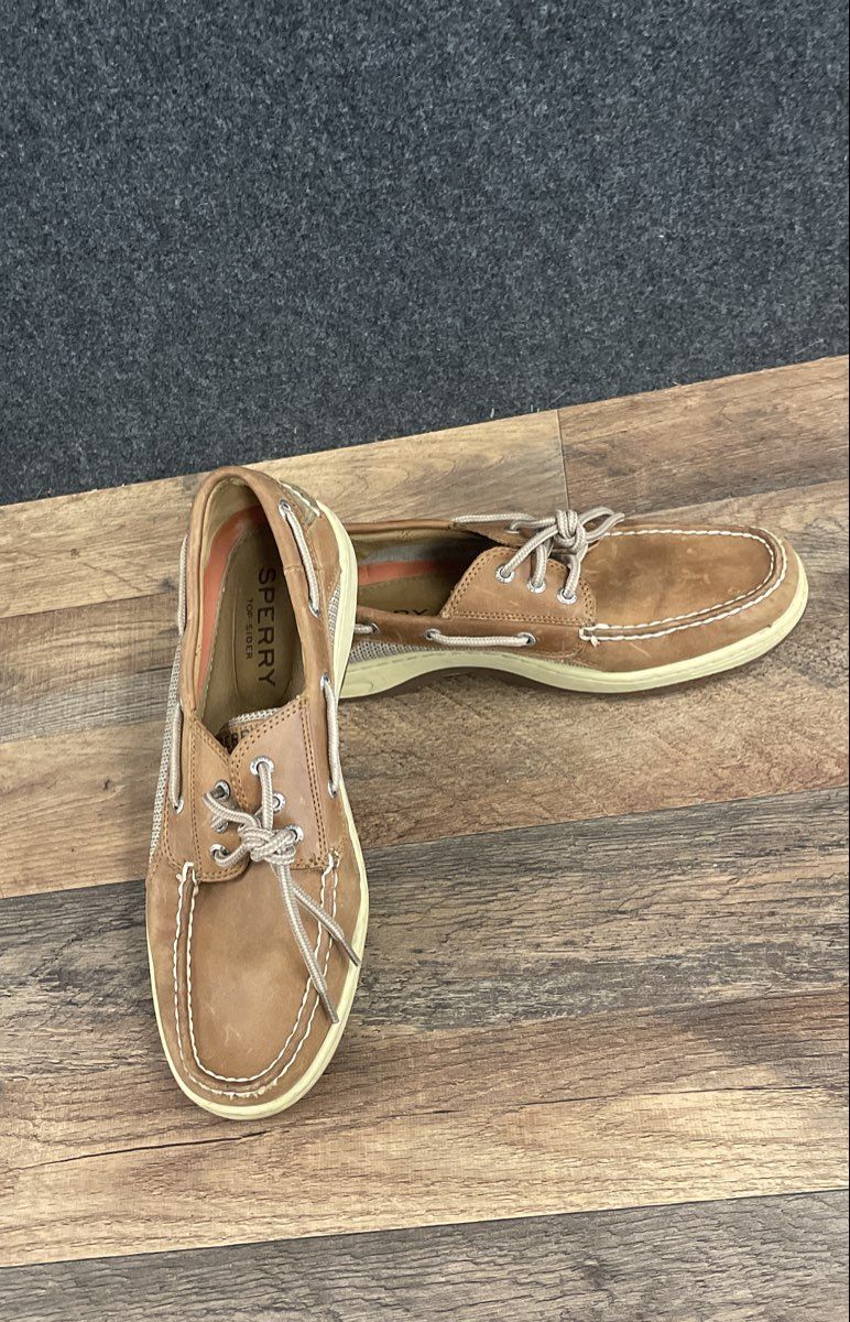 Sperry Billfish Tan Leather Mesh 3-Eye Boat Shoes Men's Size 10 M