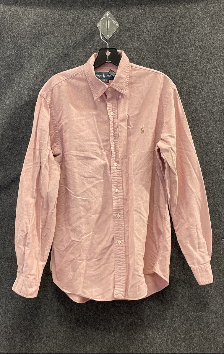 Ralph Lauren Men's Salmon Cotton Custom Fit Oxford Button Down Shirt Sz L