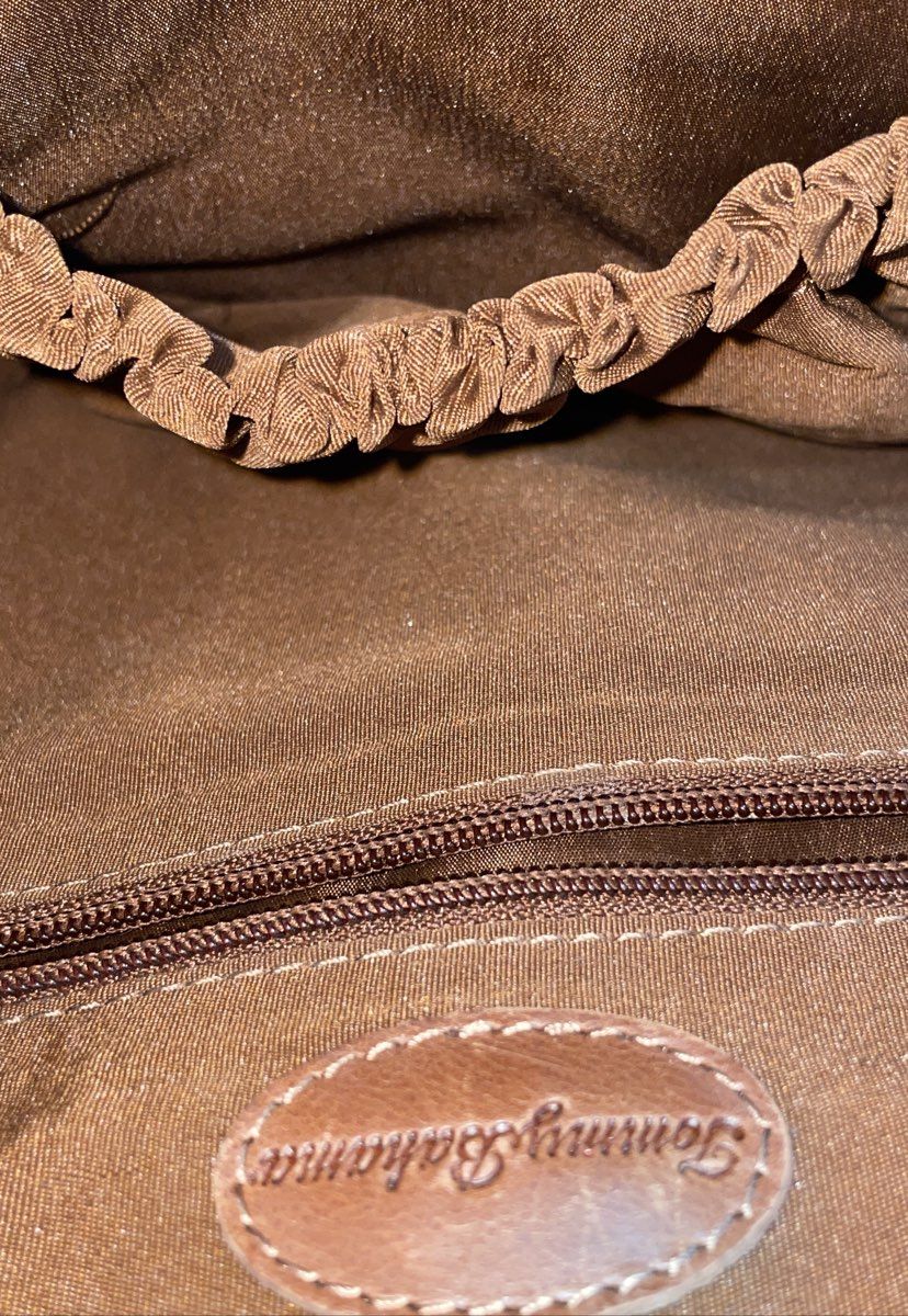 Tommy Bahama Tan Brown Leather Convertible Mini Backpack Sling Bag