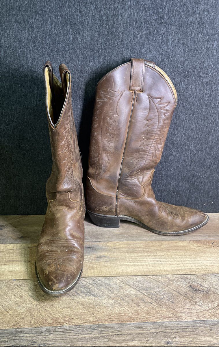 Vintage 90s Justin L4934 Brown Leather Western Cowboy Boots Women's Size 8C
