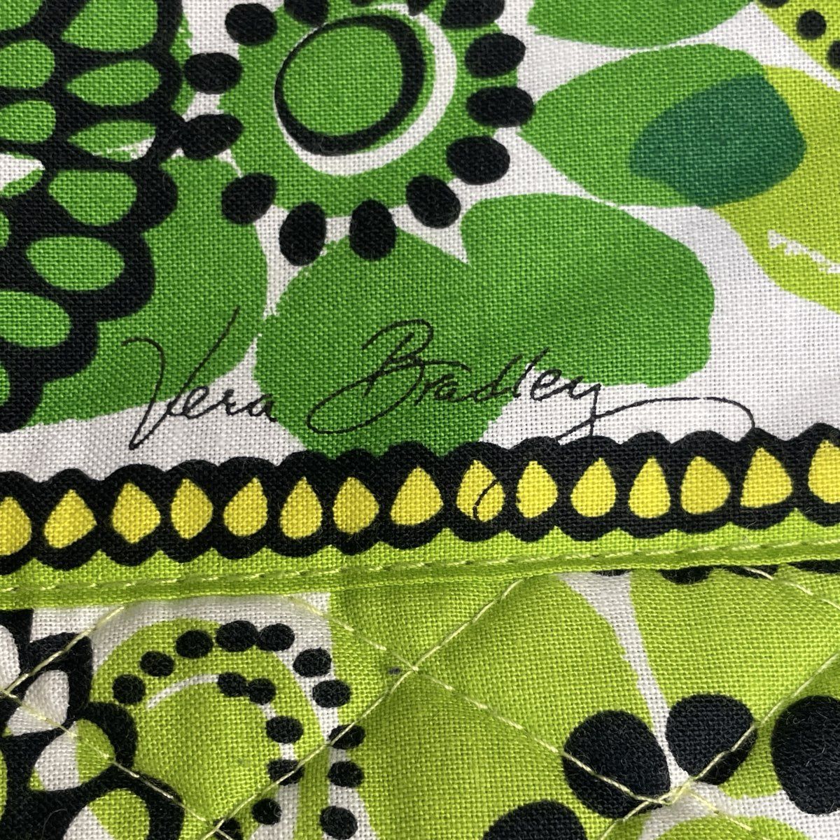 Vera Bradley Lime Green Teal Floral Quilted Cotton Large Tote Crossbody Bag