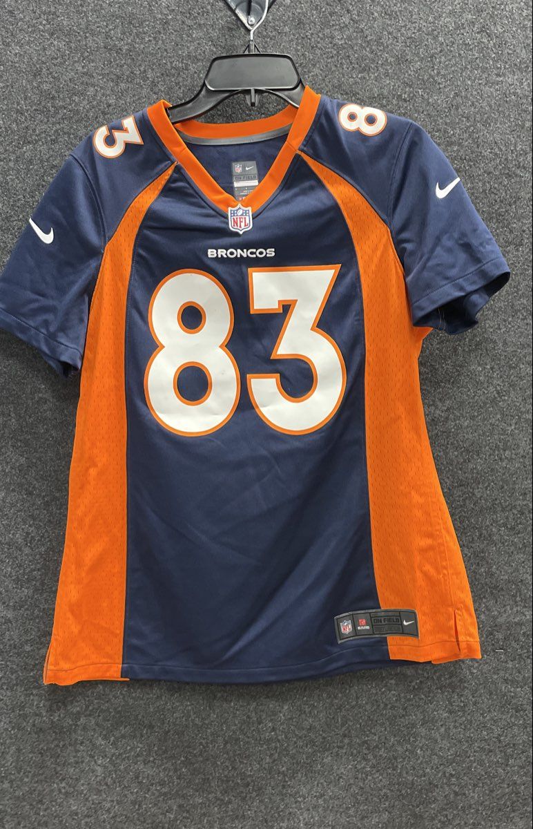 Nike Men's Denver Broncos Wes Welker 83 Football Jersey Navy Blue Orange Sz L