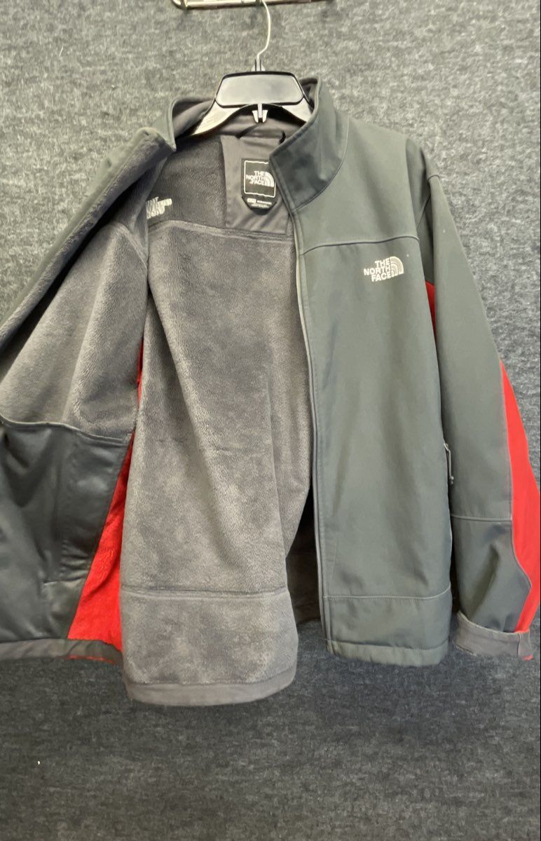 The North Face Men's Gray Red Softshell Fleece Lined Full Zip Jacket Sz XL